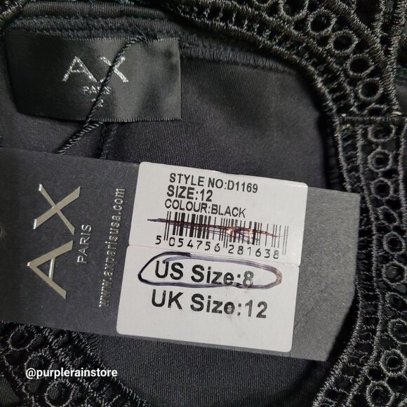 AX Paris Bodycon Dress Size 8 Crochet Lace Scuba Knit Stretch Dark Coquette NWT - Picture 5 of 10